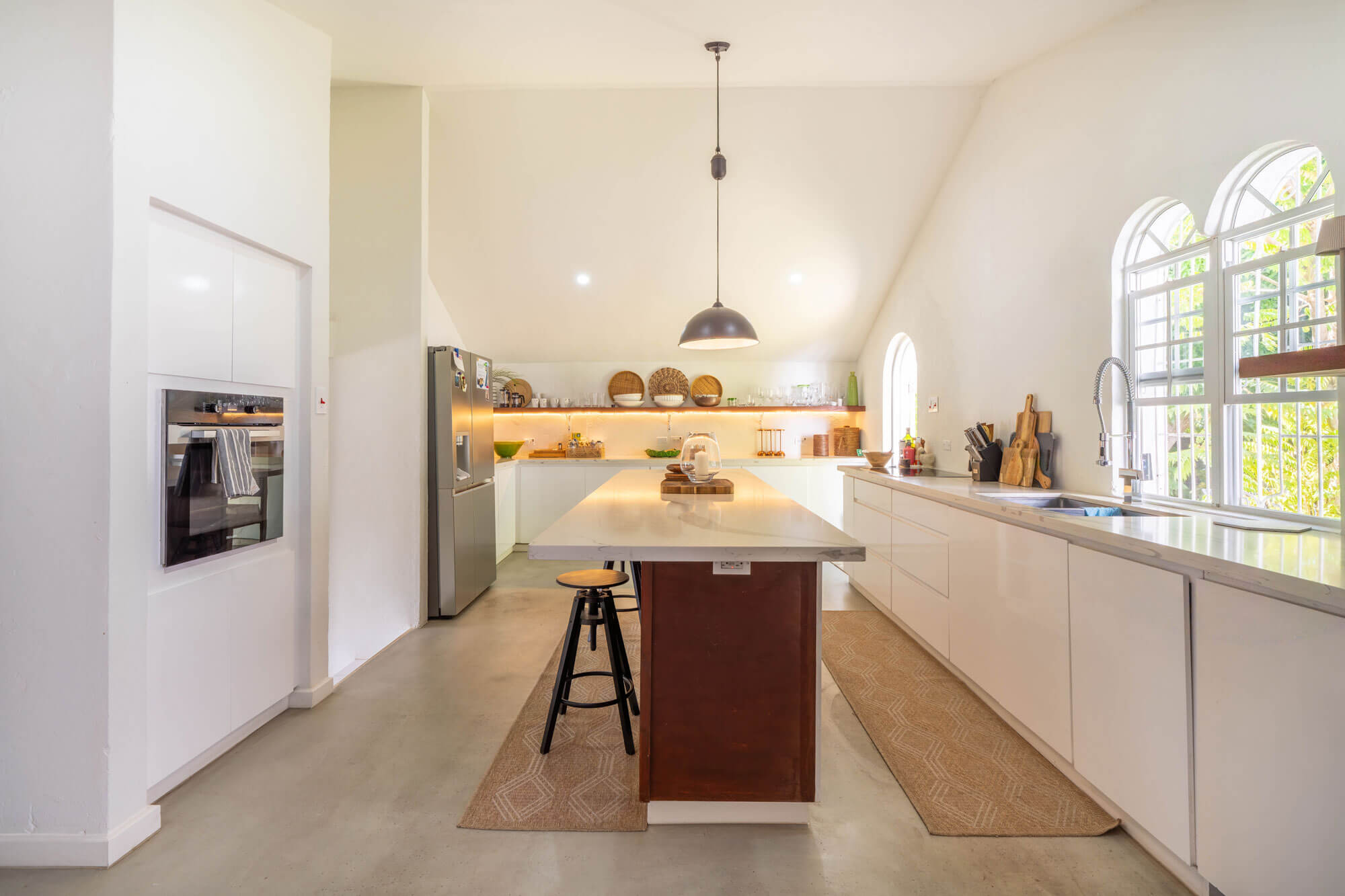 The bright kitchen at The Bridge residence